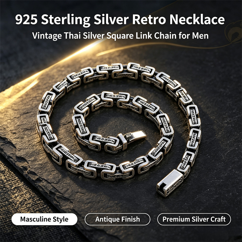 925 Sterling Silver Chain Necklace Men - OUYADI Collar de Plata de Ley