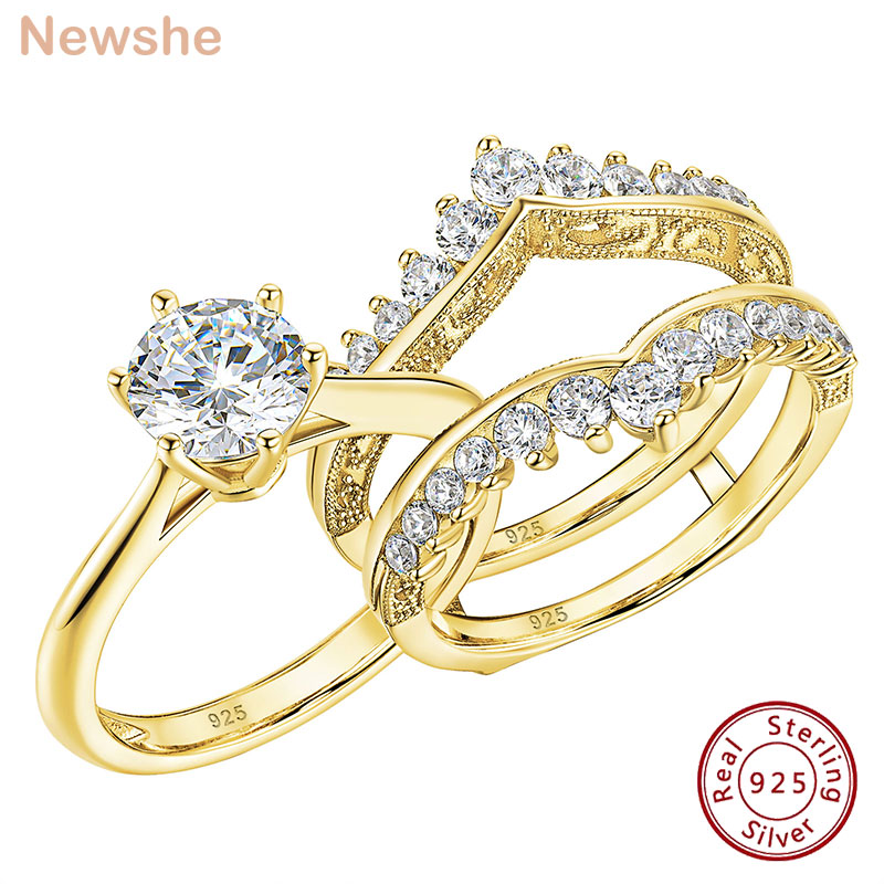 Moissanite Engagement Ring 1 Carat - Newshe - Juego de Anillos de