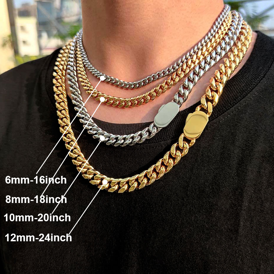 Cuban Link Chain 12Mm - Cadena cubana de acero inoxidable para