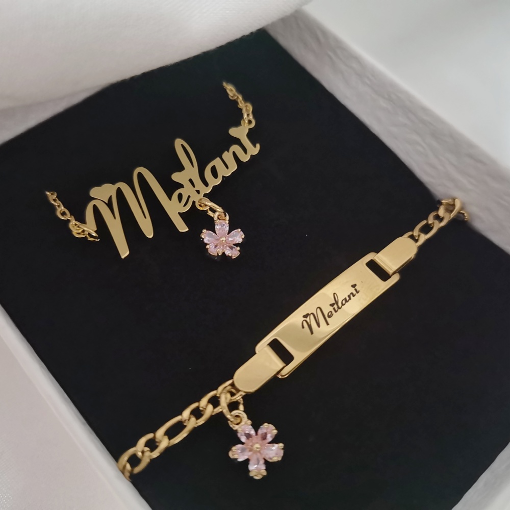 Custom Name Necklace Stainless Steel - LeeChee-Colgante pequeño de circón con flor