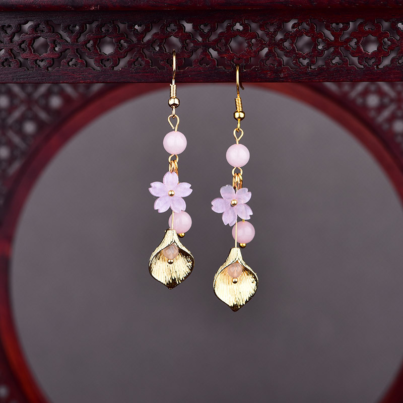 Earrings - Pendientes de flores de Jade Natural