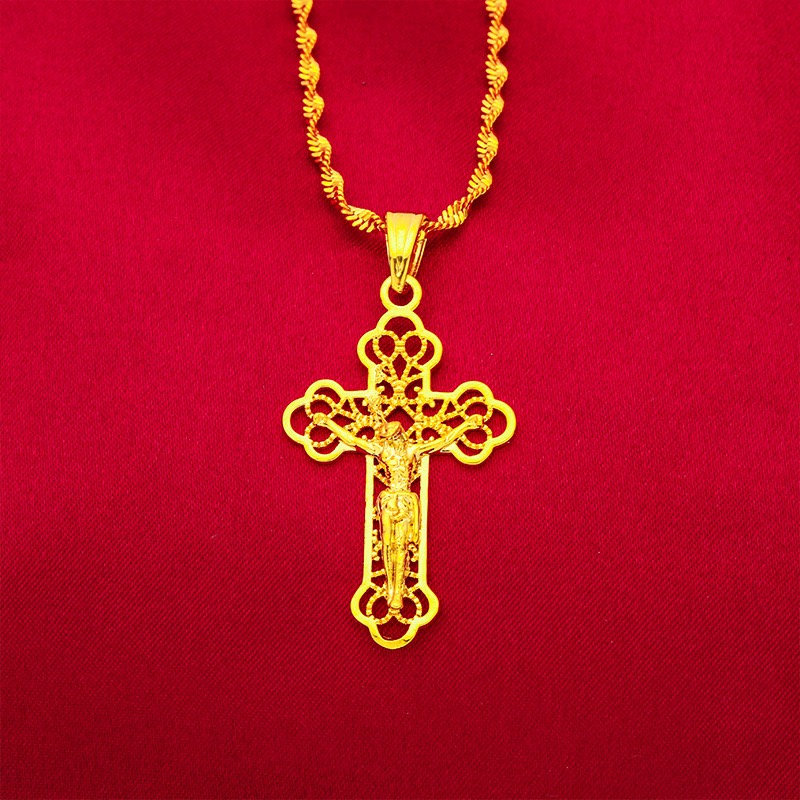 Cross Pendant Necklace Gold - Collar con cruz clásica de oro