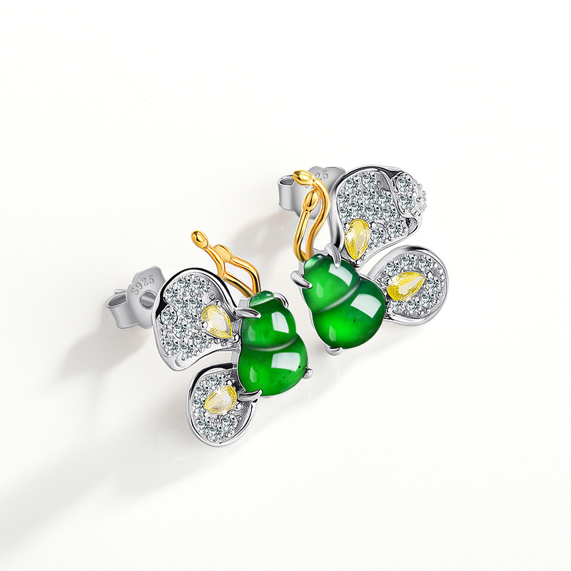 Earrings - Pendientes de Mariposa de Jadeíta Birmana