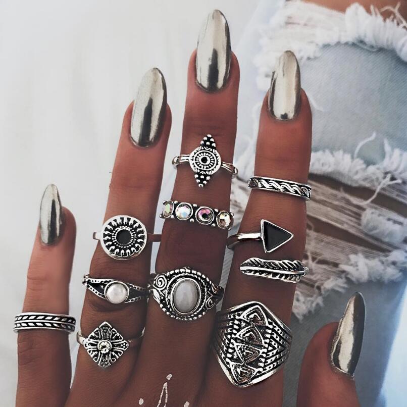 Vintage Punk Knuckle Rings Set - Meyfflin, conjunto de anillos Vintage para