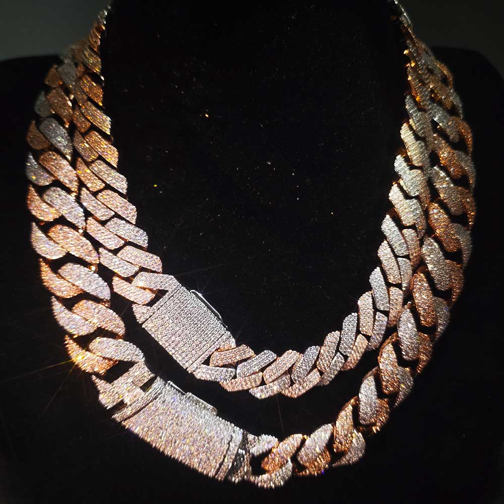 Cuban Link Chain 12Mm - Nuoya Cadena de Mosaico Bicolor con
