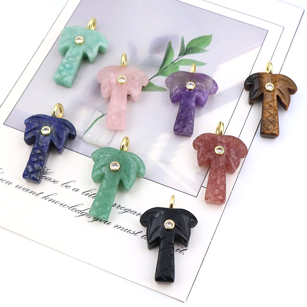 Colgante de Árbol de Coco de P - Crystal Pendant Necklace Natural Stone reseña y precio
