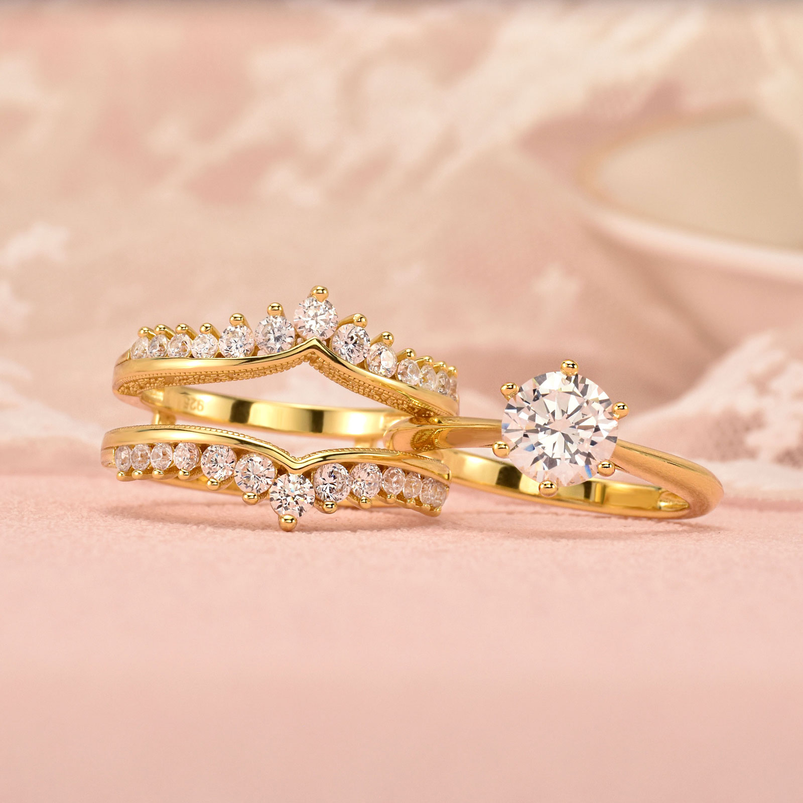 Newshe - Juego de Anillos de B - Moissanite Engagement Ring 1 Carat reseña y precio