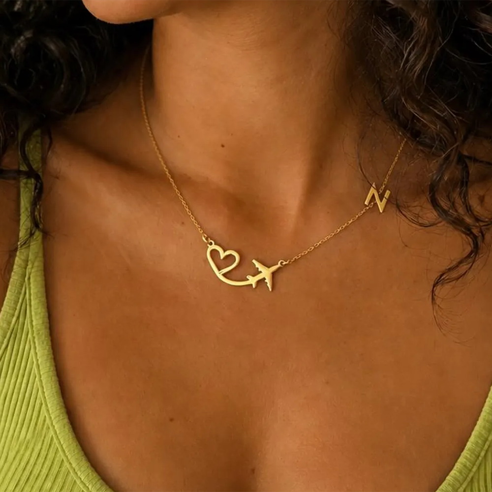 Collar con colgante de avión y - Custom Name Necklace Stainless Steel reseña y precio