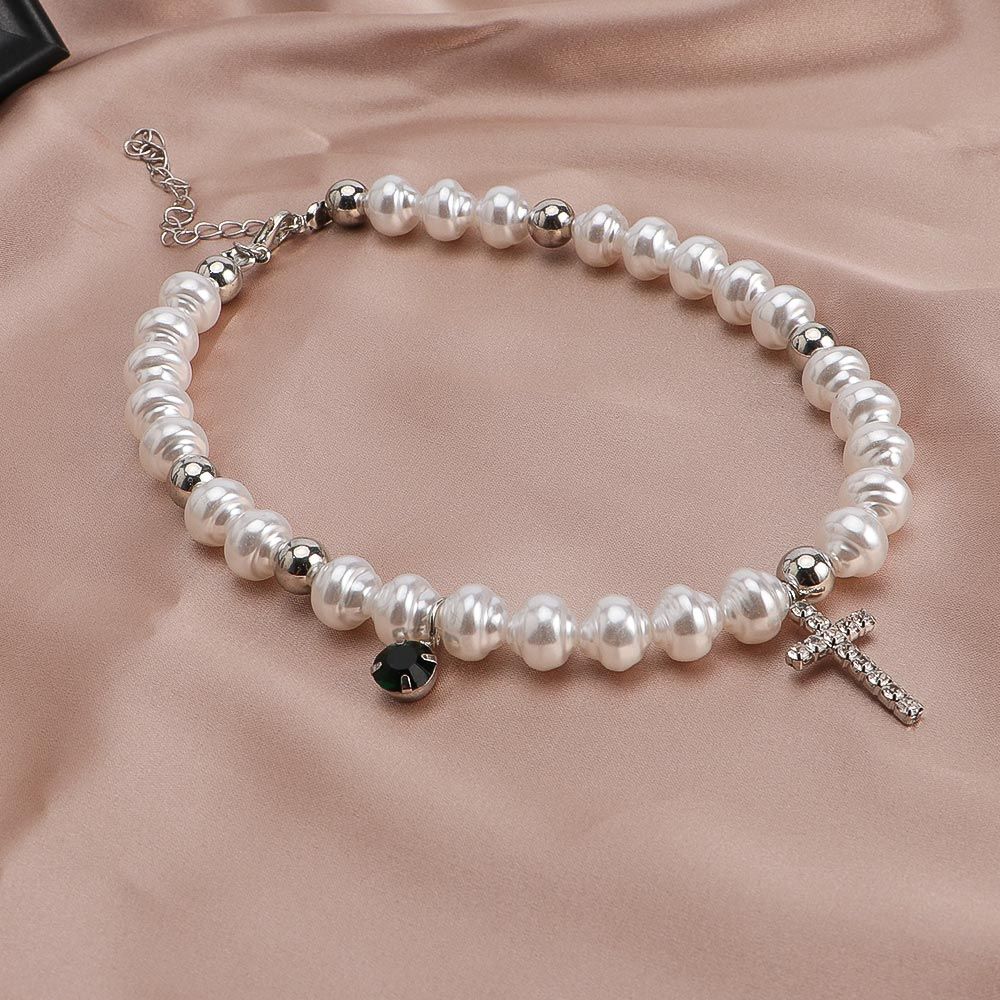 Collar con colgante de Cruz de - Pearl Choker Necklace Vintage reseña y precio
