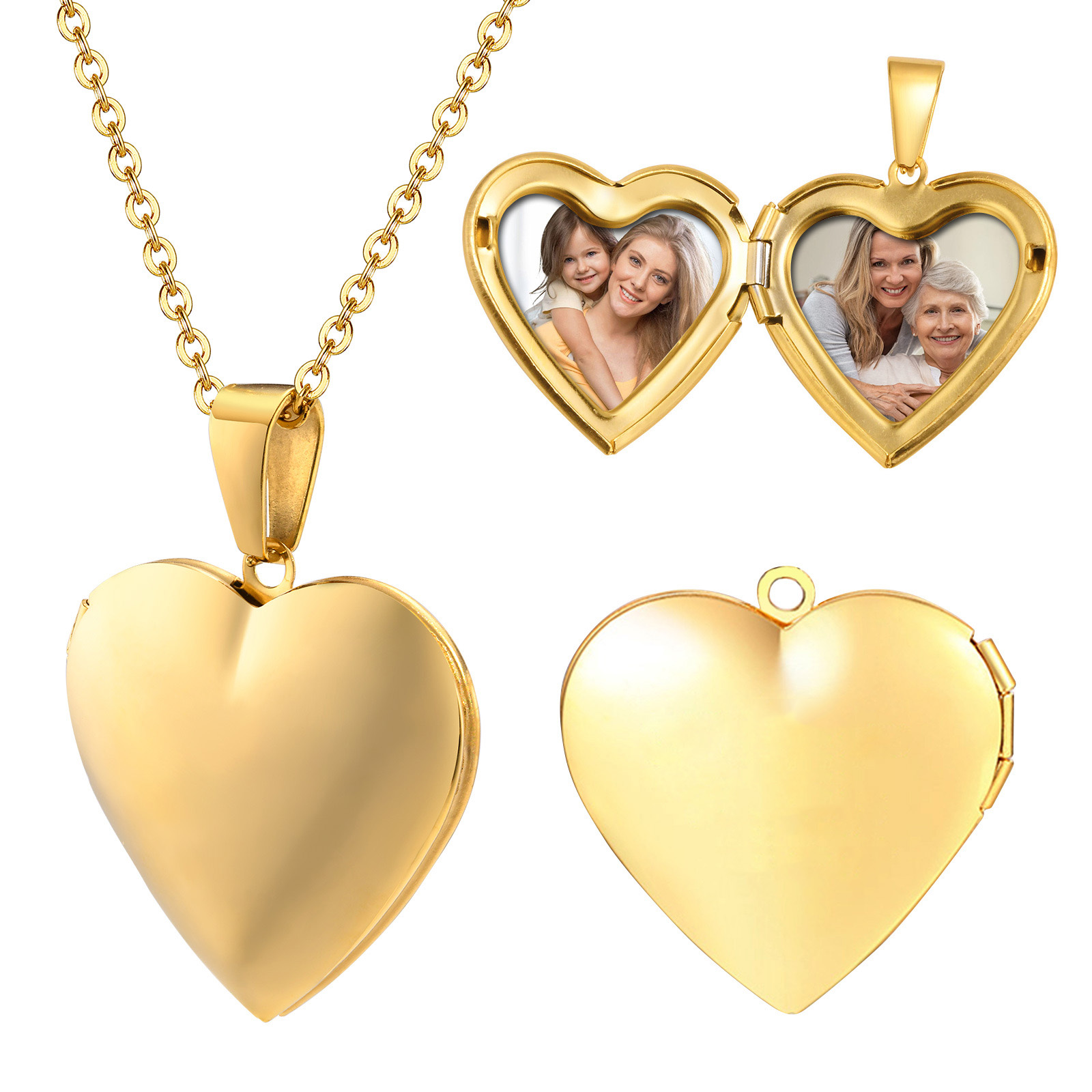 Joyería de acero inoxidable, m - Heart Locket Necklace Photo reseña y precio