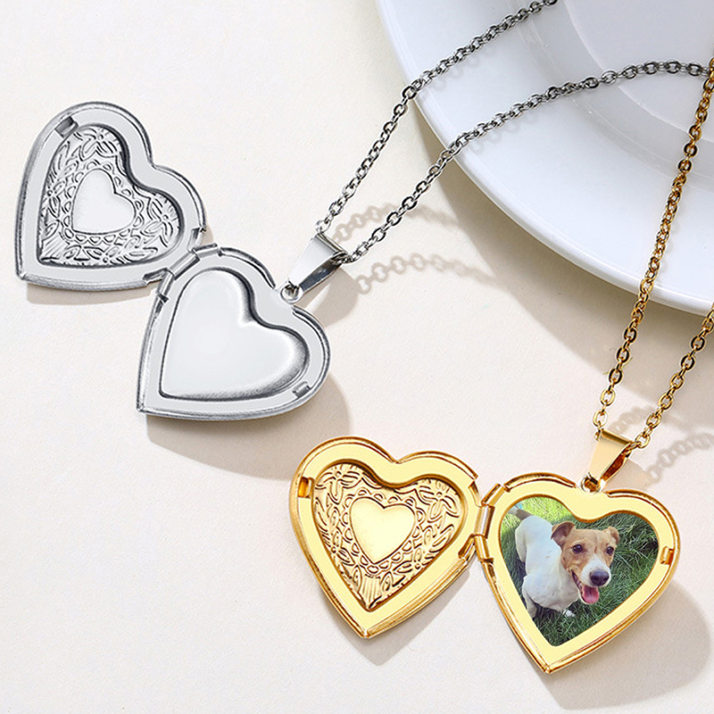 Collar con Medallón Personaliz - Heart Locket Necklace Photo reseña y precio