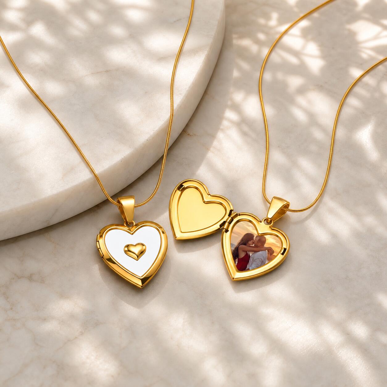 Collar con colgante en forma d - Heart Locket Necklace Photo reseña y precio