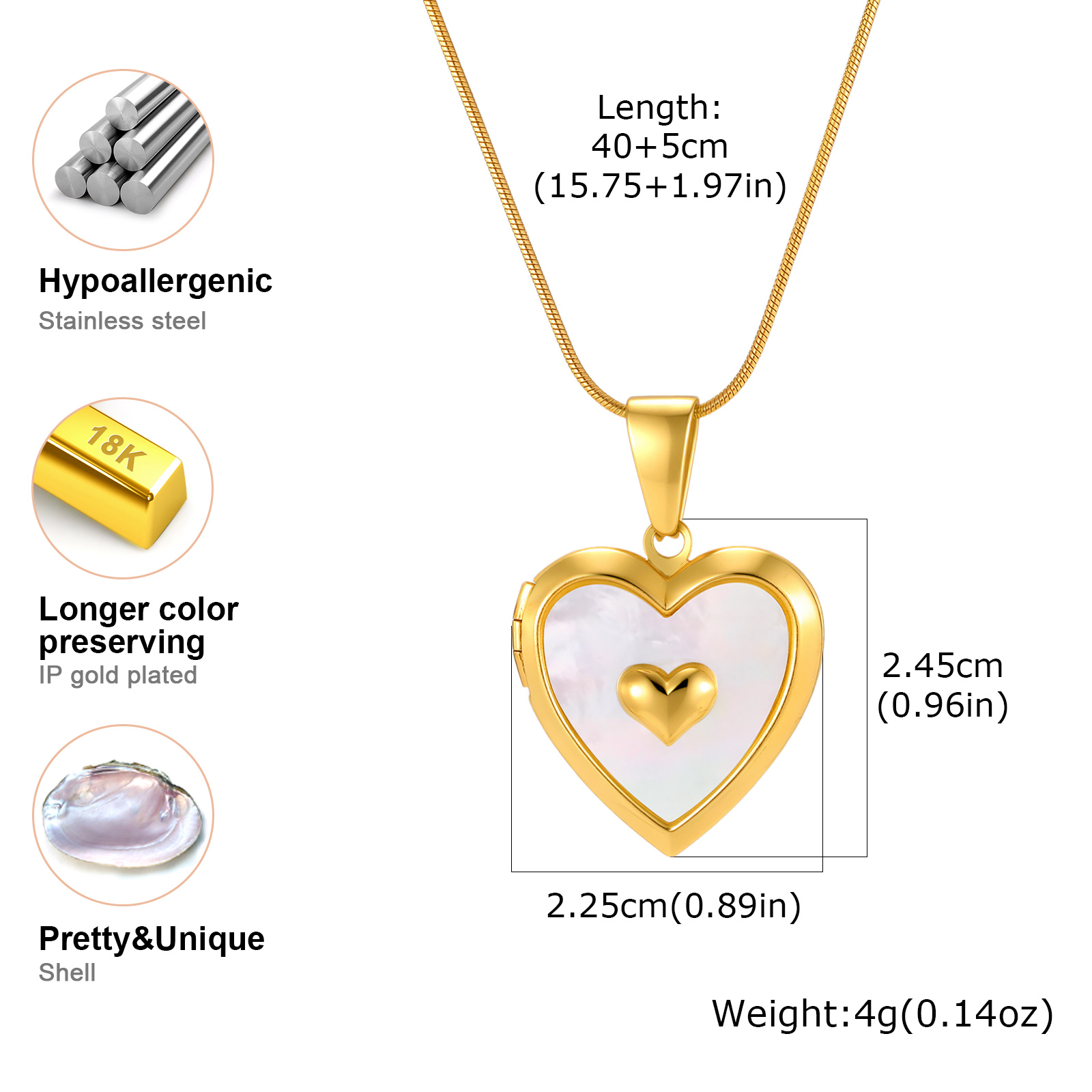 Collar con colgante en forma d - Heart Locket Necklace Photo reseña y precio
