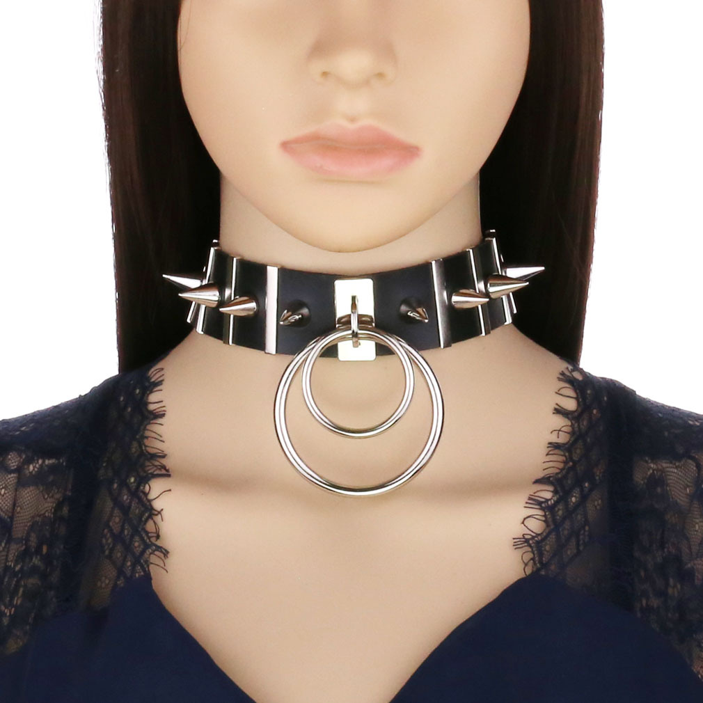 Collar de cuero con pinchos gr - Goth Punk Spike Choker reseña y precio
