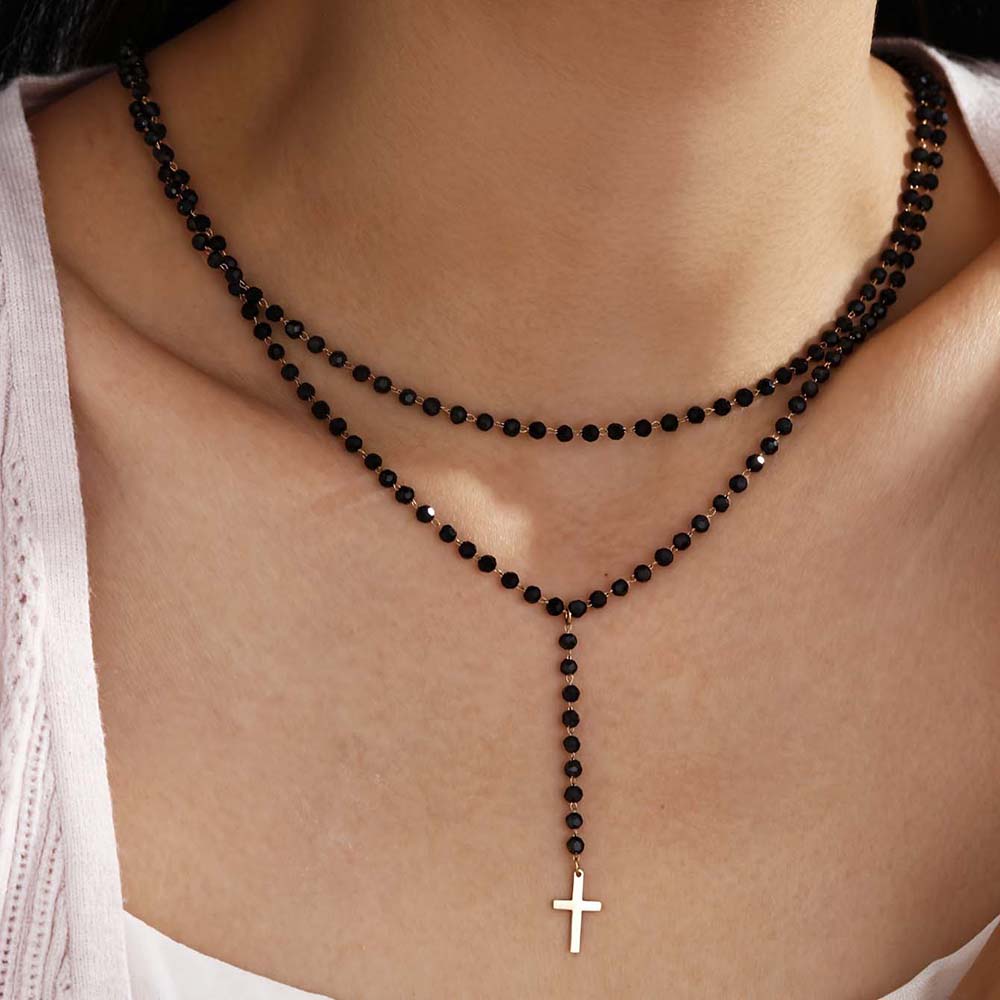 Collar gótico de doble capa co - Layered Pendant Necklace Aesthetic reseña y precio