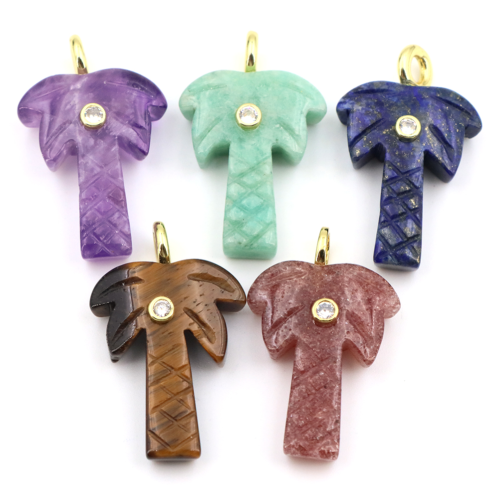 Colgante de Árbol de Coco de P - Crystal Pendant Necklace Natural Stone reseña y precio