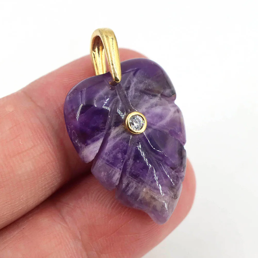 Colgante de Hoja de Cristal Na - Crystal Pendant Necklace Natural Stone reseña y precio