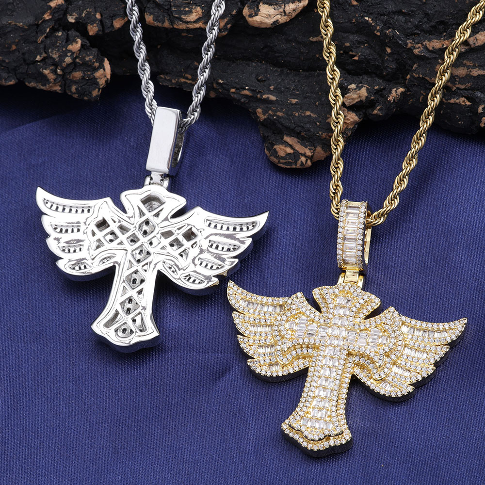 Hip Hop lleno de diamantes cha - Cross Pendant Necklace Gold reseña y precio